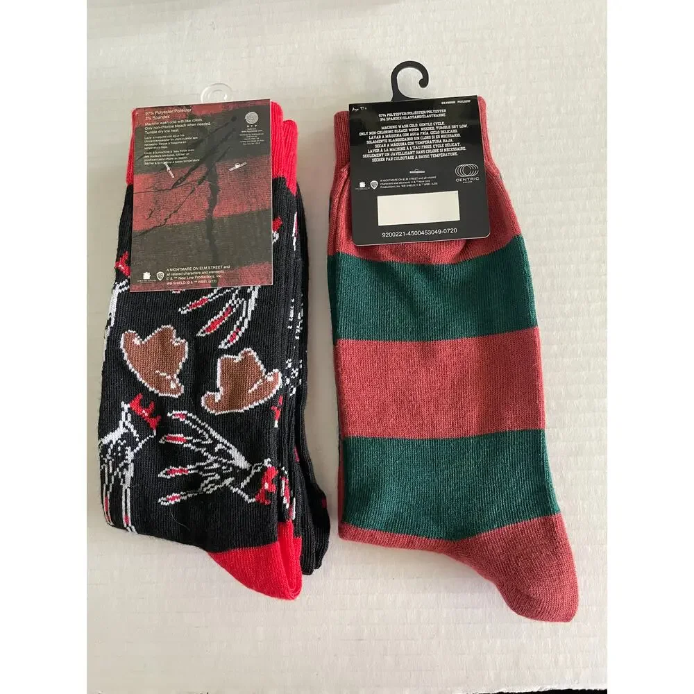 A NIGHTMARE ON ELM STREET 3 PAIR HORROR MOVIE HALLOWEEN SOCKS NEW